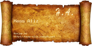 Hess Aliz névjegykártya